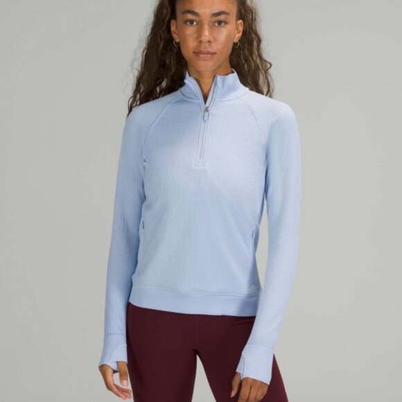Lululemon Women’s Blue Waffle Quarter-Zip Sweater - Picture 1 of 12